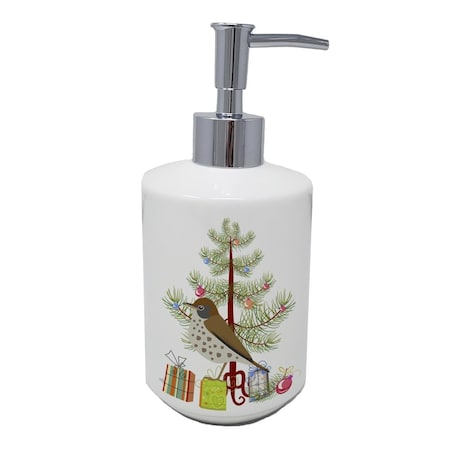 Carolines Treasures 7 x 3.5 in. Thrush Merry Christmas Ceramic Soap Dispenser CK4493SOAP